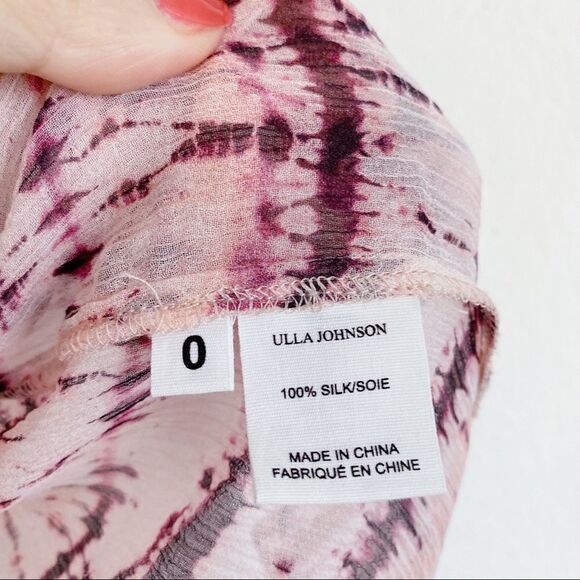 NEw Ulla Johnson 100% silk Clea Top in blush tie die size US0 - Picture 9 of 13